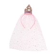 thumbnail image 4 of Mujeres ñas Princesa Tiara Corona Diadema Encaje Tul Cabello Belleza Aro de pelo rosa Zulema Diadema de cumpleaños para niñas, 4 of 8