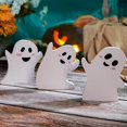thumbnail image 1 of Decoraciones de Halloween xinyu 3 piezas de fantasmas para interiores letrero de mesa con bandeja de madera, 1 of 7