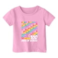thumbnail image 3 of WMQPNNS 100 Days of School Shirt Unisex Kids Girls Short Sleeve Tops 7 Short Sleeve Crewneck Casual Tops Cute Graphic Tees Toddler Kids Outfits(Size 10-11 Years,Pink), 3 of 4