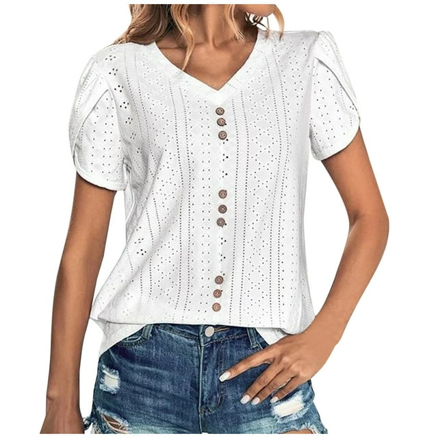 Birdeem Womens Fashion Casual Spring and Summer Short Sleeve V-Neck Blouses & Shirts