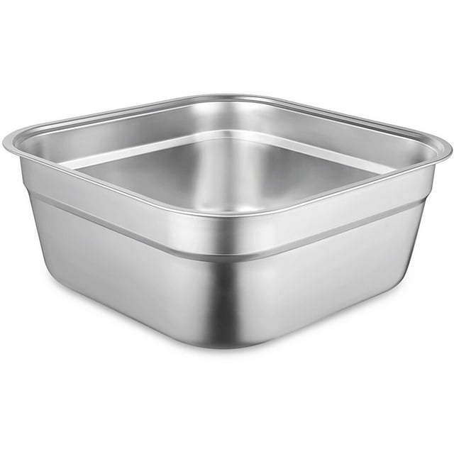 Stainless Steel Washing Up Bowl, Multi-Purpose Dish Tub for Sink, Large Square Container for Kitchen, Vegetable Washing Basin, Sturdy Dishpan for Home