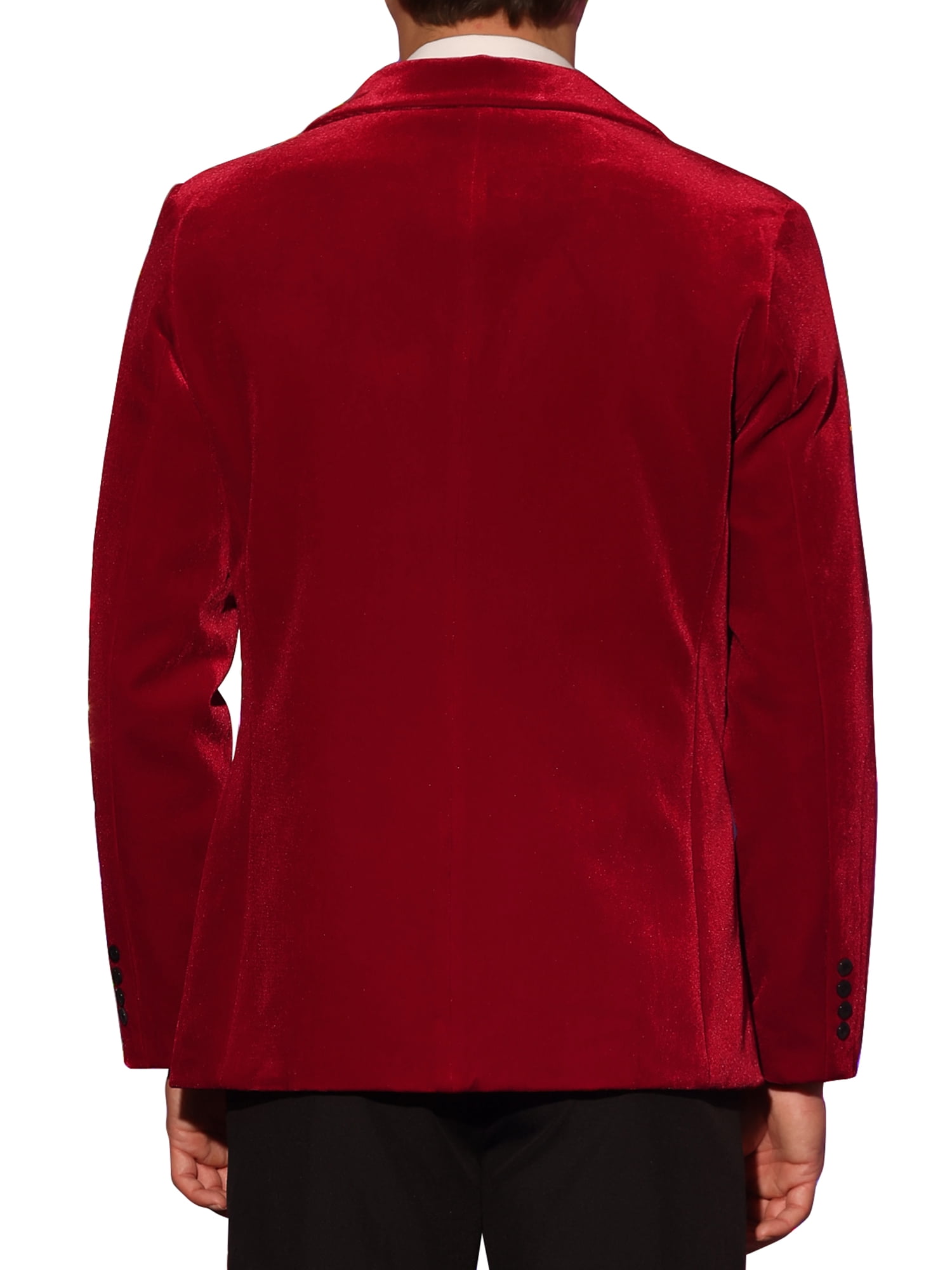 Unique Bargains Men's Velvet Blazer One Button Party Prom Tuxedo Dinner Suit Jacket XL Red