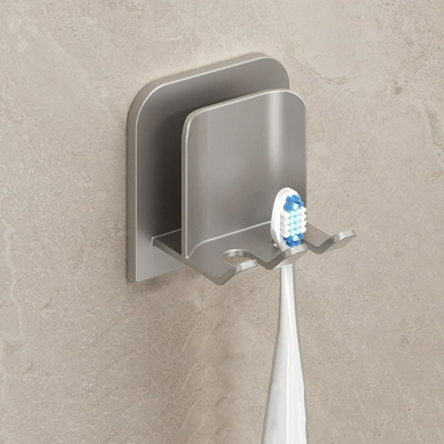 Toothbrush Holder Wall Mounted with Cup Holder for Bathroom, Self Adhesive Toothbrush Storage Organizer for Shower, Mini Toothbrush Hanger Rack for Dorm, Cabinet