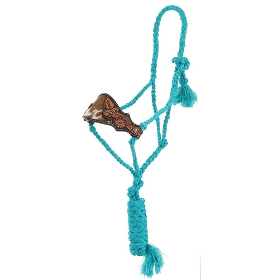 Showman Bronco Blaze Teal Mule Tape Bronc Halter w/ Lead