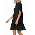 thumbnail image 2 of Women'S Summer Button Down Shirt Dress Casual Ruffle Sleeve Shift Mini Dresses with Pockets black M, 2 of 7