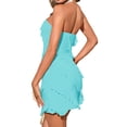 thumbnail image 6 of Off Shoulder Women Strapless Slim Ifit Ruffle Club Bodycon Mini Dress, 6 of 6
