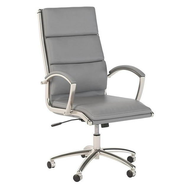 Pemberly Row High Back Contemporary Faux Leather Executive Office Chair in Gray