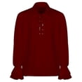 thumbnail image 2 of UVEASISHA Mens Pirate Shirt Renaissance Retro Lace Up Polos Shirts Ruffle Long Sleeve Collared Golf Shirts Gothic Medieval Costume Red S, 2 of 7