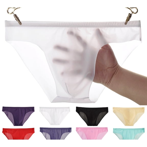 Zivyakyron Briefs for Men Lightweight Low Rise Transparent Men's Underwear Comfortable Plain Loose Underpants