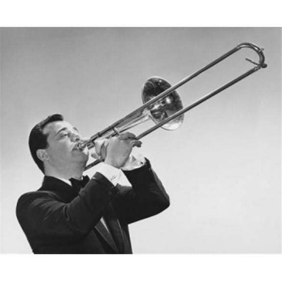 Mid Adult Man Playing a Trombone Poster Print - 18 x 24 in.
