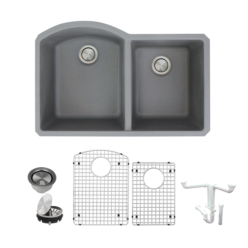 Transolid Aversa Granite 31in Kitchen Sink Kit with Grids, Strainers