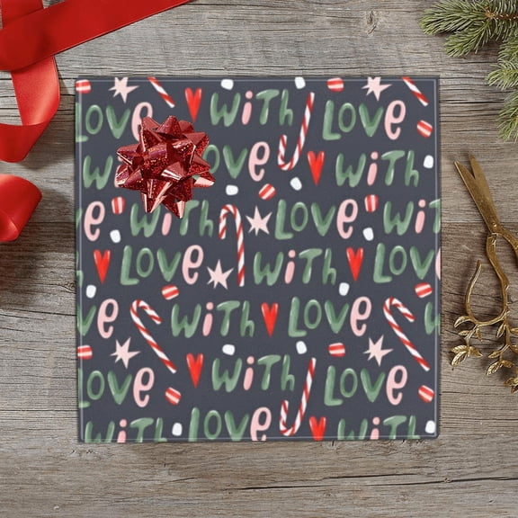Christmas Wrapping Paper | Premium Holiday Gift Wrap | With Love 58" x 23" (1–5 Rolls) - 1 Roll