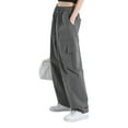 thumbnail image 2 of Sunloudy Pantalones cargo casuales para mujer, pantalones sueltos de moda de cintura baja elásticos de color sólido con bolsillos laterales Sunloudy  moda, 2 of 10
