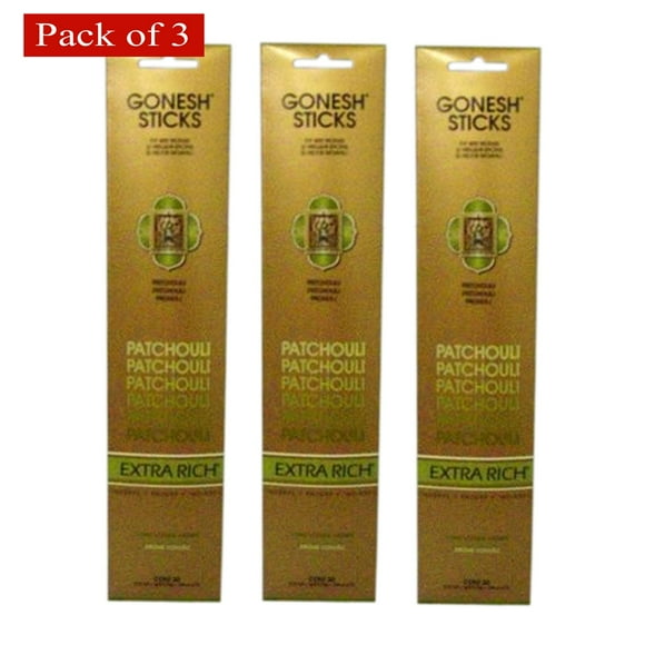 Gonesh Bâtons de Patchouli Extra Riches 20 (Emballage et Parfums Peuvent Parfois Varier) - Lot de 3