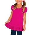 thumbnail image 2 of Chbgutlmr Girls Summer Tops Puff Short Sleeve Crew Neck Ruffled Hem Tunic Tops Casual Loose Comfy Trendy Blouse Tops, 2 of 8