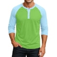 thumbnail image 3 of Gaukiv Men's Three Quarter Sleeve Shirts Contrast Henley Raglan Tees Color Block Baseball Shirts Green M, 3 of 5
