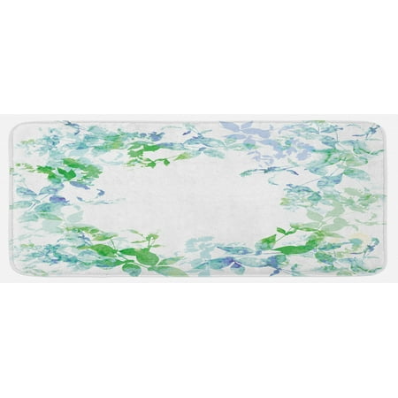 

Mint Kitchen Mat Floral Spring Wreath in Watercolor Paintbrush Effects Image Plush Decorative Kitchen Mat with Non Slip Backing 47 X 19 Seafoam Violet by Ambesonne