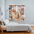 thumbnail image 3 of Easter Rabbit Eggs Kitchen Curtains Window Panels, Spring Flowers Leaves Pastoral Pink Laid Insulated Window Treatment Curtain, Grommet Curtains for Bedroom/Living Room/Bathroom, 2 Piece 52"Wx84"L, 3 of 8