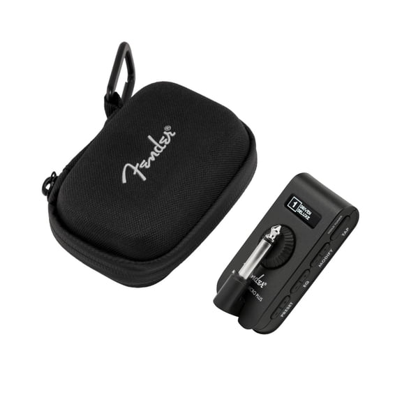 Fender Mustang Micro Plus Digital Amp 50 Amp and Effect Models and 100 Preset Slots (Black) Bundle with Case (2 Items)