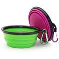 thumbnail image 2 of 2 Piezas de Cuenco Portátil para Perros Cuenco Plegable para Perros, Cuencos de Viaje para Perros y Gatos Cuencos 350ml, Púrpura y Verde, 2 of 5