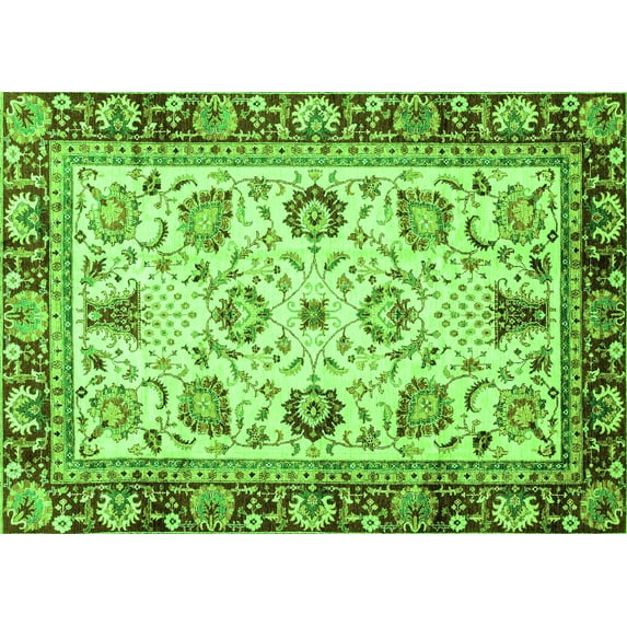 Ahgly Company Indoor Rectangle Oriental Green Traditional Area Rugs, 2' x 4'