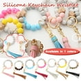 thumbnail image 3 of Sunxin Wrist Keychain Pendant, Anti-Loss Bracelet, Key Ring, Bluesilicone Key Ring Bracelet, Women Beaded Bangle Keychain Wristlet Leather Tassel, 3 of 4
