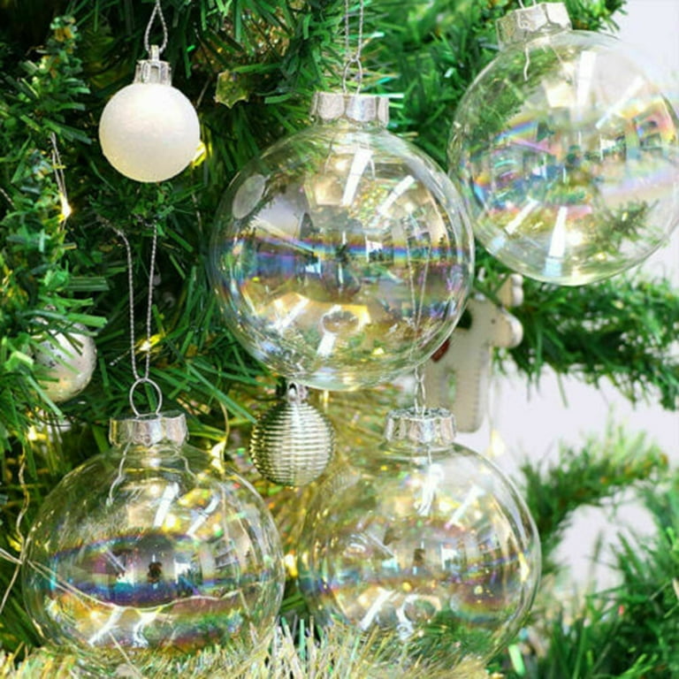 12Pcs Clear Plastic Ornament Balls,DIY Fillable Christmas Ornaments  Balls,Clear Plastic Ornaments for Crafts Fillable,2.4-4inch