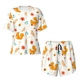 thumbnail image 5 of Wukai Squirrel Maple Leaves And Nuts Women's Pajama Set,Short-Sleeve Top and Shorts with Elastic Waistband and Pockets for Loungewear, Yoga, and Casual Wear-Large, 5 of 8