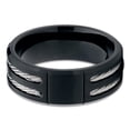 thumbnail image 2 of 8mm Black Titanium Ring Rope Inlay Matter Finish Titanium Ring Men's Titanium Band, 2 of 3