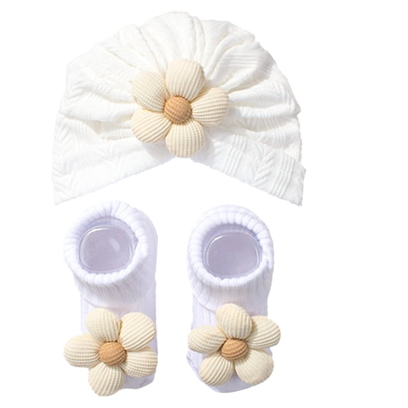 Daznico Baby Wheat Print Hat and Socks Set 2 Piece Floral Cute Adorable Sock Gift Set