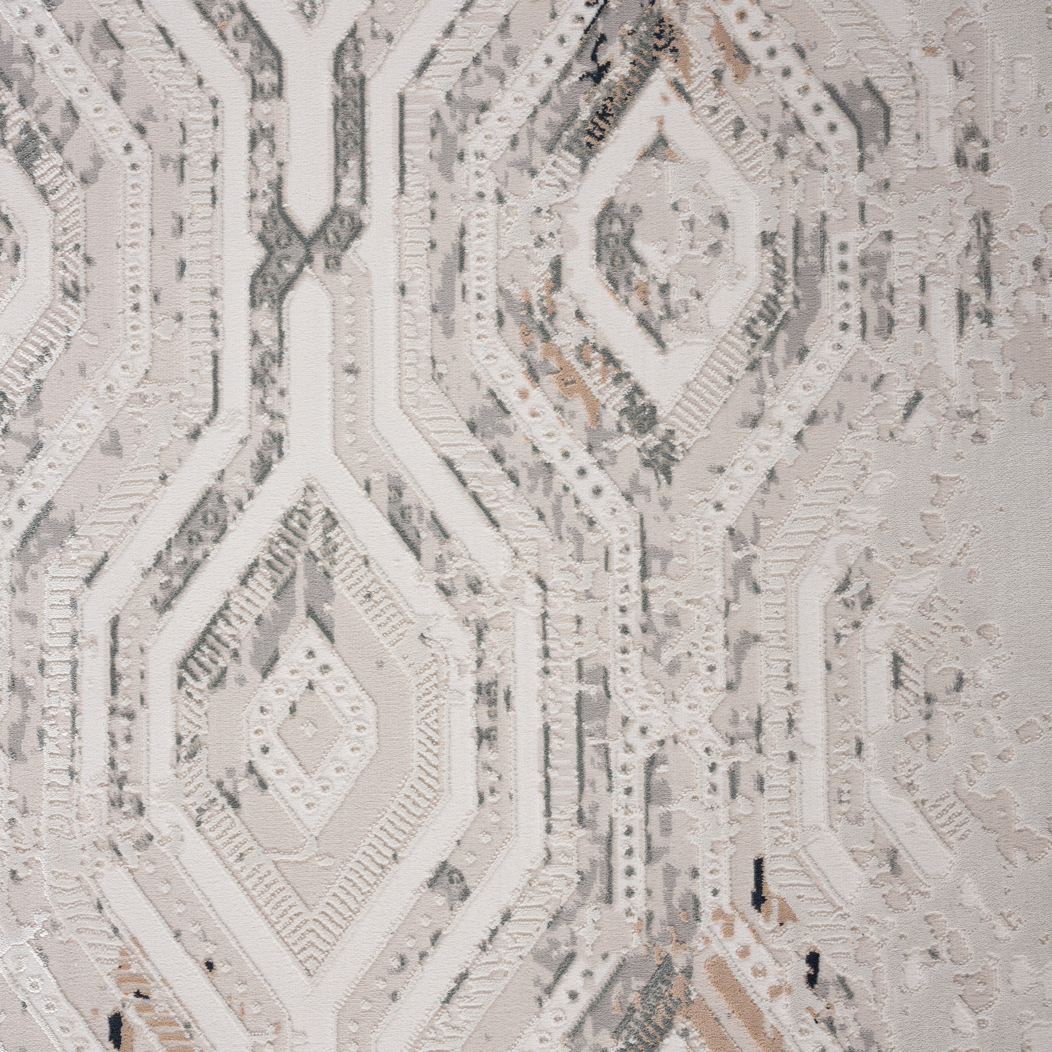 Ox Bay Silas 4' x 6' Gray/Cream Geometric Trellis Indoor Area Rug, Polyester, Durable and Easy Care