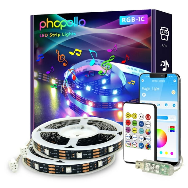 Tira de luces LED phopollo RGB Smart de 32,8 pies (10 m), 2 rollos