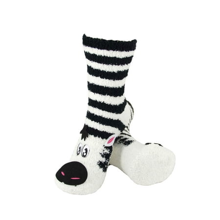 

Super Soft Warm Cute Animal Non-Slip Fuzzy Fluffy Crew Winter Home Socks Zebra - 1 Pair