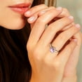 thumbnail image 3 of Bestyle Pure S925 Sterling Silver Heart Rings for Women Sparkle Open Band Ring October Created Tourmaline Rings Mother's Day Gift Size 6-12, 3 of 9