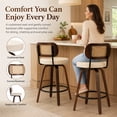 thumbnail image 3 of SESSLIFE Swivel Bar Stools Set of 2, 25.6" Counter Height Barstools with Beige PU Leather, Curved Backrest & Footrest, Mid-Century Modern Kitchen Stools for Kitchen Island, 3 of 8