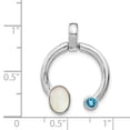 thumbnail image 3 of Sterling Silver Mother of Pearl & Lt. Swiss Blue Topaz Circle Pendant QC9674, 3 of 3