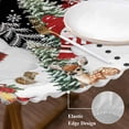 thumbnail image 3 of Black Christmas Round Tablecloth, Fitted Table Cover with Elastic for 36"-44" Round Tables, Snowman Xmas Tree Snowflake Winter Table Cloth Outdoor Indoor Dinning Party Waterproof Tablecloths, 3 of 7