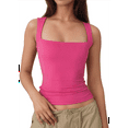 thumbnail image 3 of Women'S Square Neck Sleeveless Tank Tops Rose Red M, 3 of 9