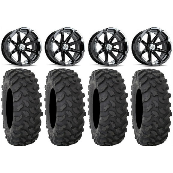 MSA Black Diesel 15" UTV Wheels 32" XTR370 Tires Kawasaki Mule Pro FXT