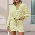 thumbnail image 5 of Women's Striped 2-Piece Lounge Set, Long Sleeve Sweatshirt & Skort Outfit for Casual Workout, 5 of 9
