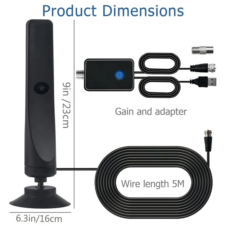 Ustop Digital Portable TV Antenna with Areas Signal Booster Long 1000+ Miles 16.4ft Coaxial Range Support All TV with 4K 1080p Antenna para TV for
