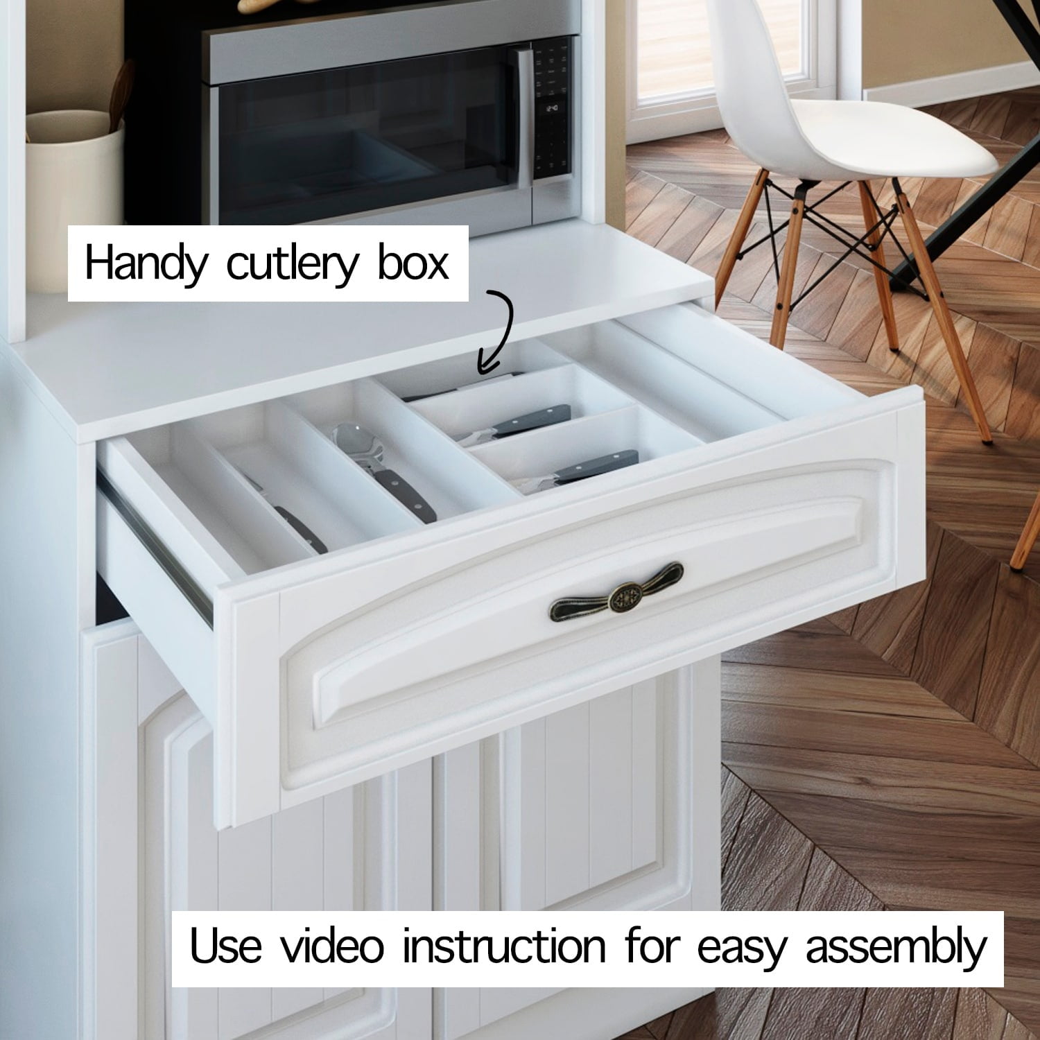 LIVING SKOG Monti White Food Pantry with Drawer Kitchen Storage