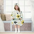 thumbnail image 7 of FORMRS Wearable Blanket Hoodie with Sleeves for Kids Cozy Flannel Sweatshirt, White Flower, 7 of 7