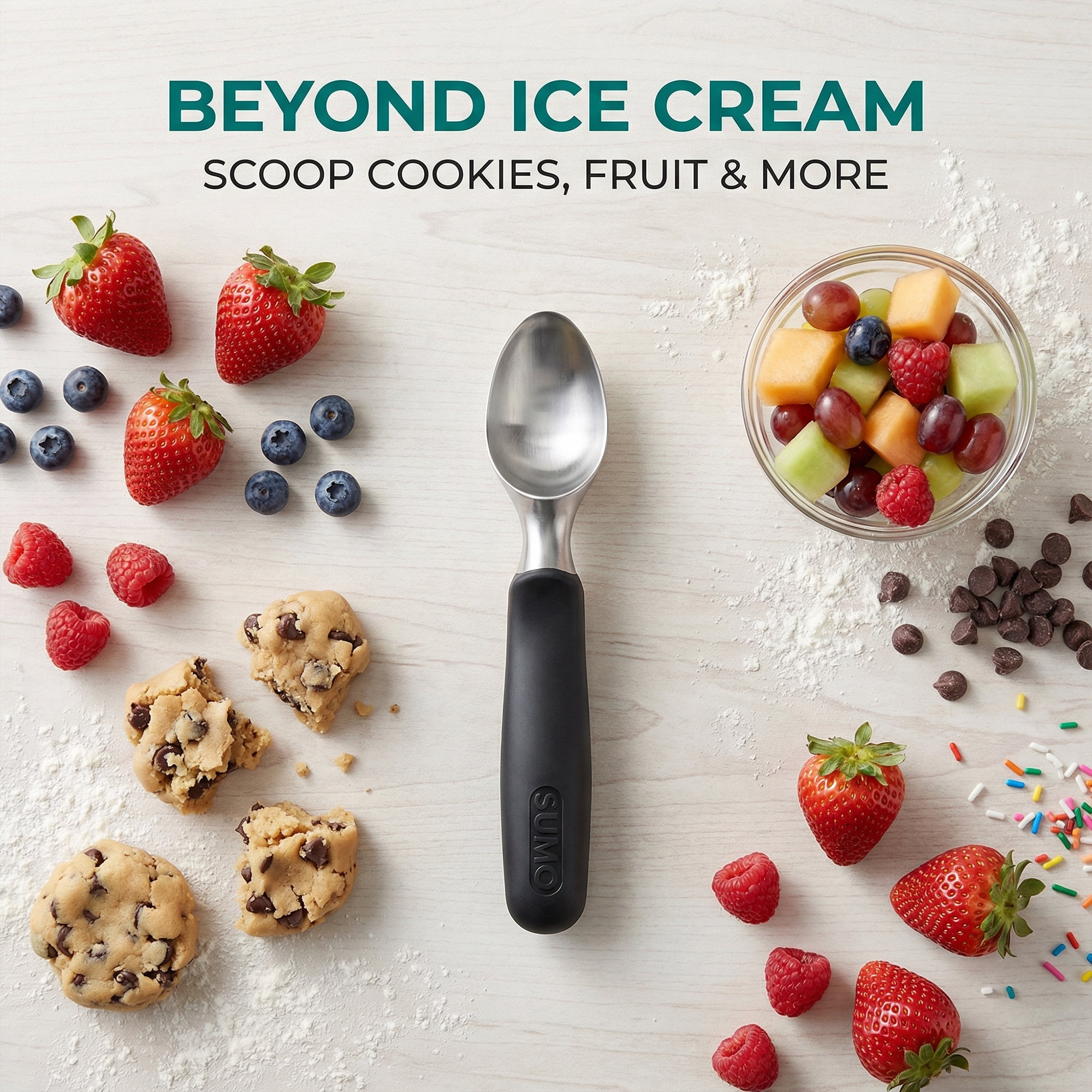 Unique Bargains Stainless Steel Ice Cream Scoop for Easy Use and Clean Black 8.9in