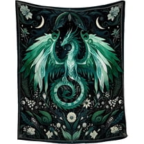 Dragon Blanket Gift for Woman Man Girls Boys Greens Dragon Gift for Dragon Lovers Soft Flannel Blanket for Living Room Sofa Couch Decor - 50"x60" for Teen
