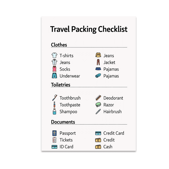 Travel Packing Checklist Poster - Travel Enthusiast - 13x19 Poster Print