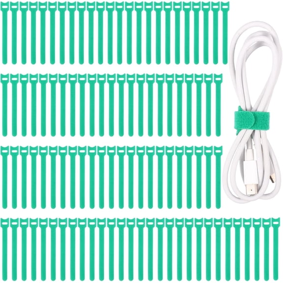 100pcs Reusable Fastening Cable Tie, Multipurpose Hook and Loop Cable Tie for Wire Management Home Office Garage Outdoor Organization (Green)(12 * 150mm)