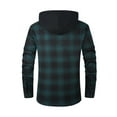 thumbnail image 4 of Huankd Mens Flannel Plaid Coral Fleece Lined Hooded Shirt Jacket Casual Long Sleeve Button Down Hoodie with Pockets Dark Green M, 4 of 5