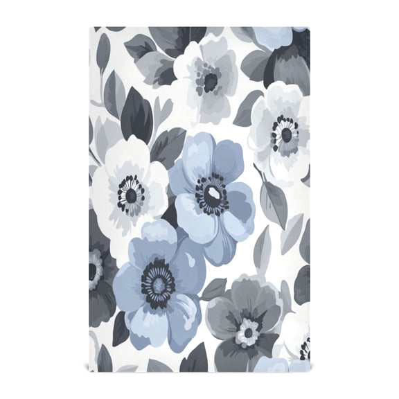 Elegant Monochromatic Florals Decorative Waffle Towel Kitchen Dishcloth 28x18in Multi-Use Tea Towel