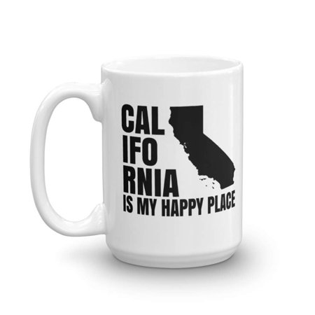 California Is My Happy Place Map Art Coffee Tea Gift Mug